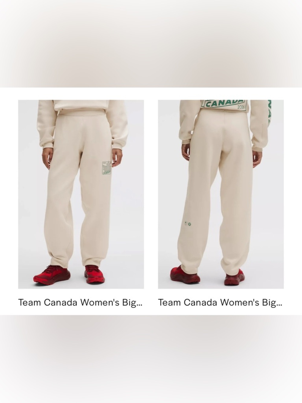Lululemon x Team Canada Big Cozy Oversized Sweatpants 2026 Olympics Beech White